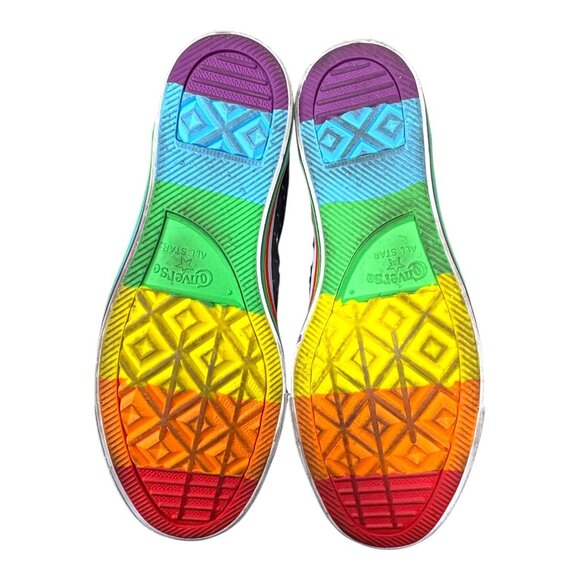 Black Converse Chuck Taylor All Star High Top Pride Bolt Print Rainbow Sneakers - Picture 4 of 9
